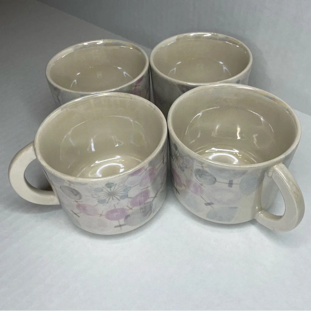 Anthropologie Iridescent Mugs set of 4